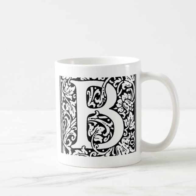 Initial B Monogram. Customized Name Floral Pattern Coffee Mug (Right)