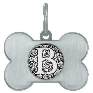 Initial B Monogram. Customized Name Floral Pattern Pet ID Tag
