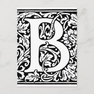Initial B Monogram. Customized Name Floral Pattern Postcard