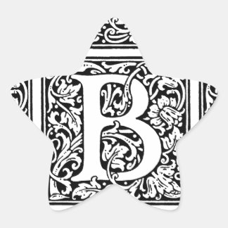 Initial B Monogram. Customized Name Floral Pattern Star Sticker