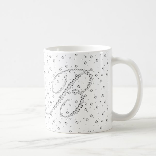 Initial B Monogram White Diamonds Print Coffee Mug (Right)