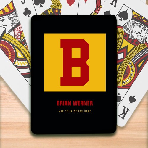 initial B name  text personal color yellow Playing Cards