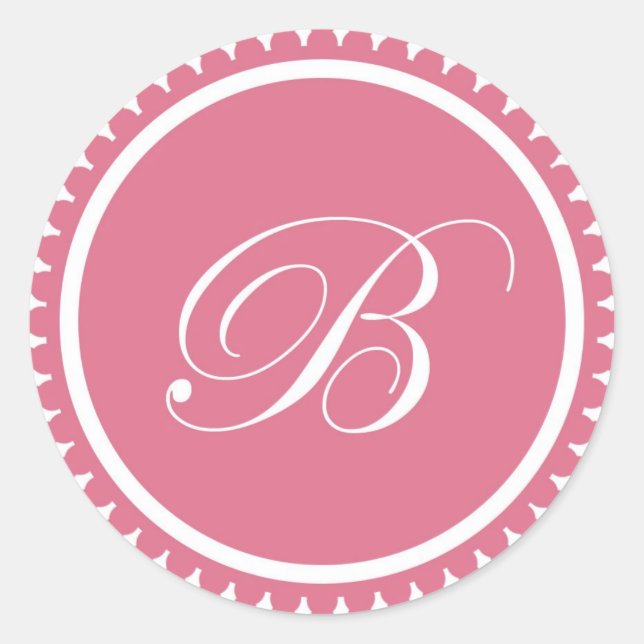 Initial B princess pink monogram seal party favor (Front)