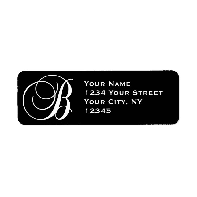 Initial B Return Address Labels Black White (Front)