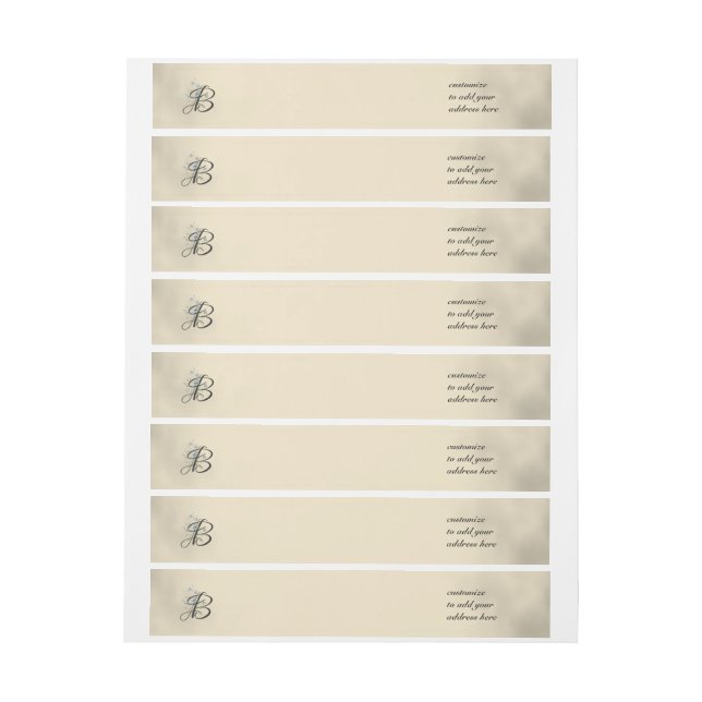 Initial B, Vintage Bluebells Wrap Around Label (Sheet)