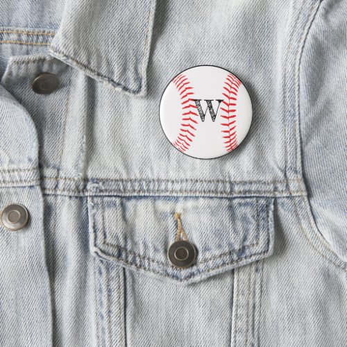 Initial Baseball Button