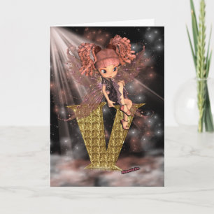 Initial Birthday Card V, Cute little fairy