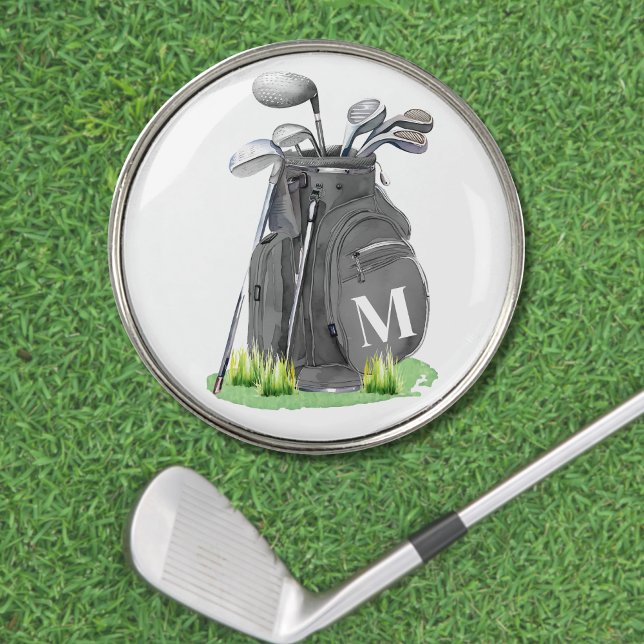 Initial Black Monogram Golf Ball Marker (Initial Black Monogram golf ball marker)