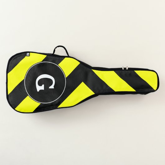 Initial + Black & Yellow Chevron-Like Pattern Guitar Case (Front)