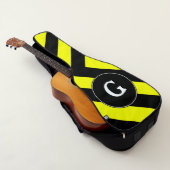 Initial + Black & Yellow Chevron-Like Pattern Guitar Case (3/4)