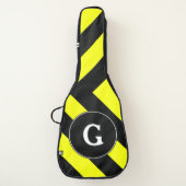 Initial + Black & Yellow Chevron-Like Pattern Guitar Case (Front)