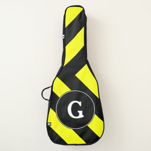 Initial + Black & Yellow Chevron-Like Pattern Guitar Case (Front)