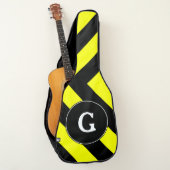 Initial + Black & Yellow Chevron-Like Pattern Guitar Case (Front)
