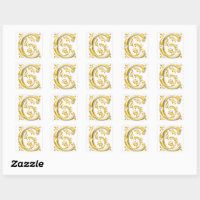 Gold glitter wedding personalized initial stickers, Zazzle