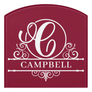 Initial C Family Name Split Monogram Door Sign