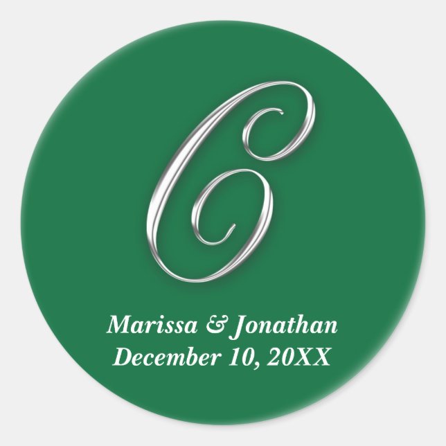 Initial C green monogram custom name favor seal (Front)