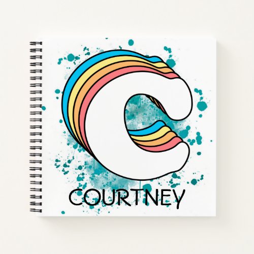 Initial C Letter Name Cute Rainbow Alphabet Notebook