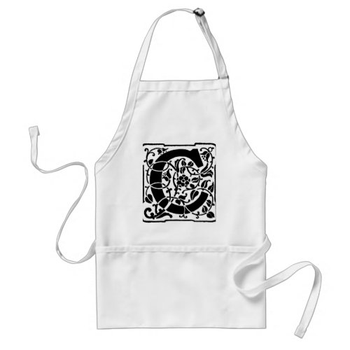 Initial C Monogram Floral Name Customized Pattern Adult Apron
