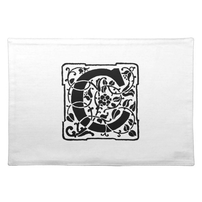 Initial C Monogram. Floral Name Customized Pattern Placemat (Front)