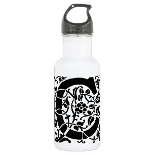 Initial C Monogram. Floral Name Customized Pattern Water Bottle