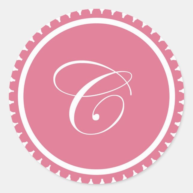 Initial C princess pink monogram seal party favor (Front)