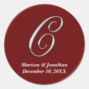 Initial C wine red monogram custom name favor seal