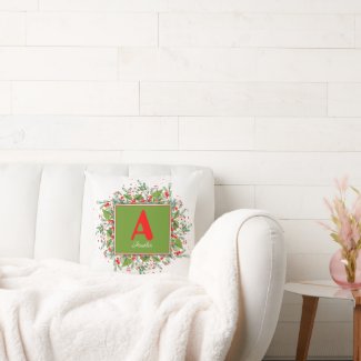 Initial Christmas Green  Red berrie
