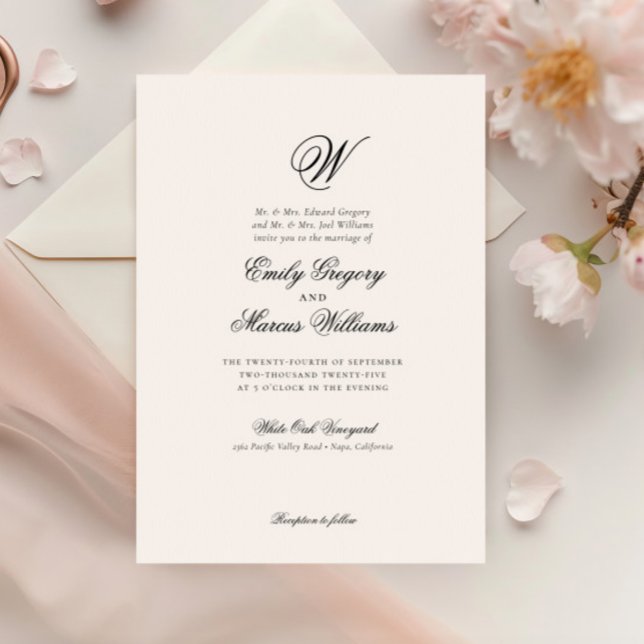 Initial Classic Elegant Last Name Letter Wedding Invitation (Creator Uploaded)