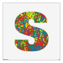 Initial Colors Yellow Blue Red Green Scribble Art