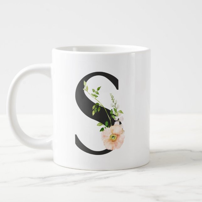 Initial Cup with the Letter S and Pretty Flowers (Left)