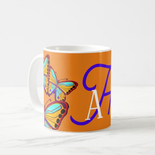 Initial Custom Butterfly  Coffee Mug