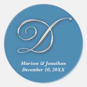Initial D blue monogram custom name favor seal