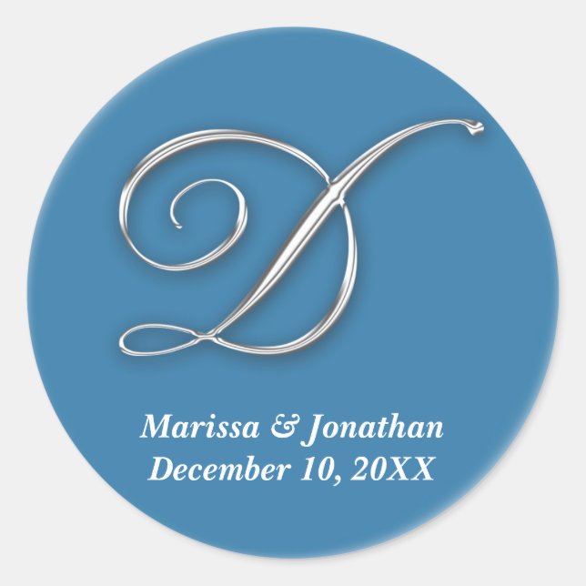 Initial D blue monogram custom name favor seal (Front)