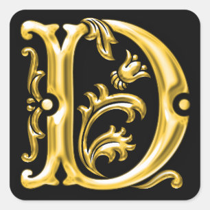 Initial D Capital Letter Sticker in Gold
