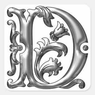 Initial D Capital Letter Sticker in Silver