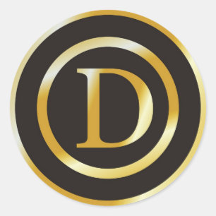 Initial D Gold Monogram Wedding Stickers