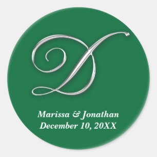Initial D green monogram custom name favor seal