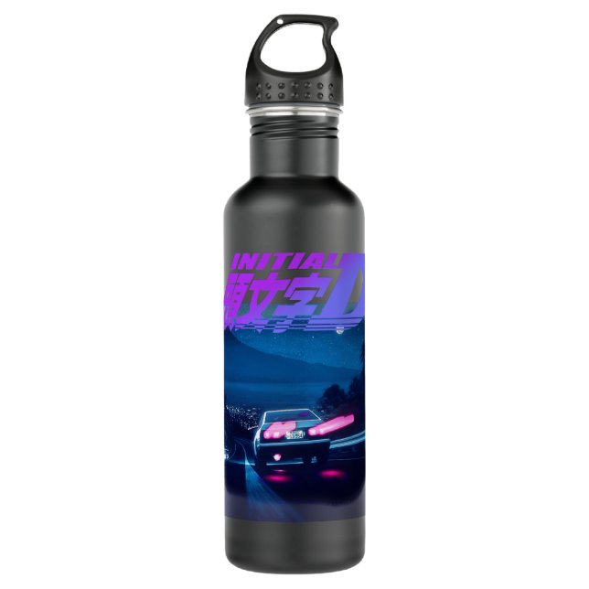 Initial D Neon AE86 Classic Stainless Steel Water Bottle (Front)