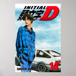 Initial D Takumi Fujiwara Manga Cover Poster