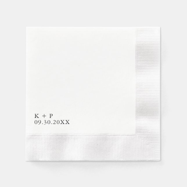 Initial + Date Cocktail Napkins (Front)