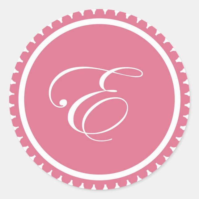 Initial E princess pink monogram seal party favor (Front)
