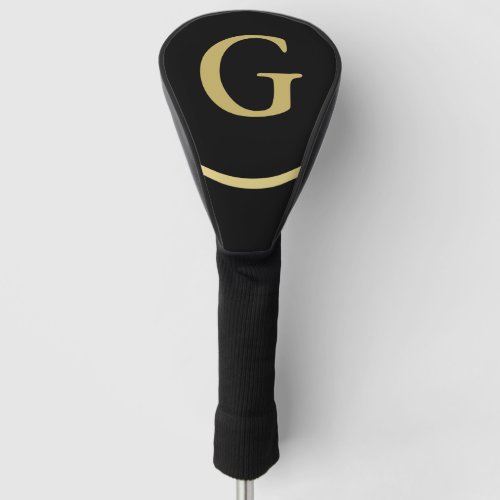 Initial Elegant Black  Gold Golf Driver Cover