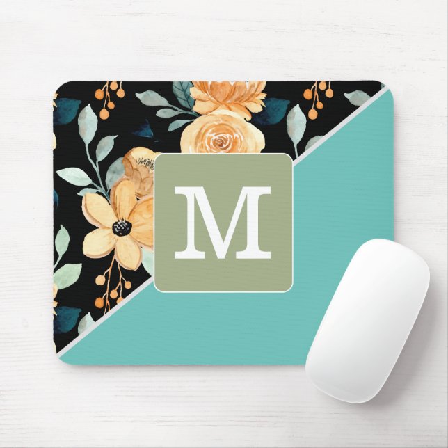 Initial Elegant combination Pattern and color blue Mouse Pad (With Mouse)