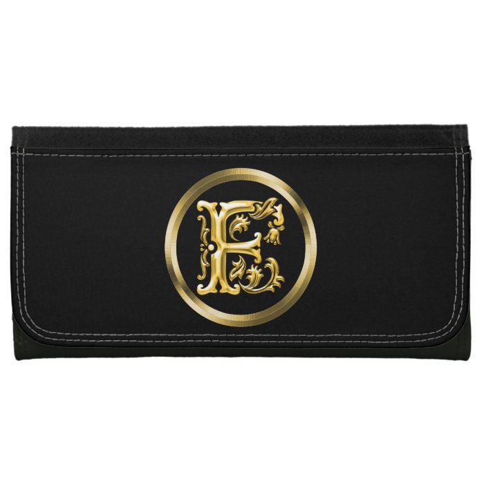 Initial F Letter in Gold Custom Wallets For Women