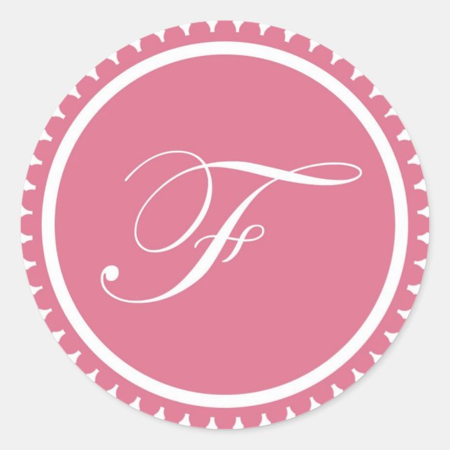 Initial F princess pink monogram seal party favor (Front)