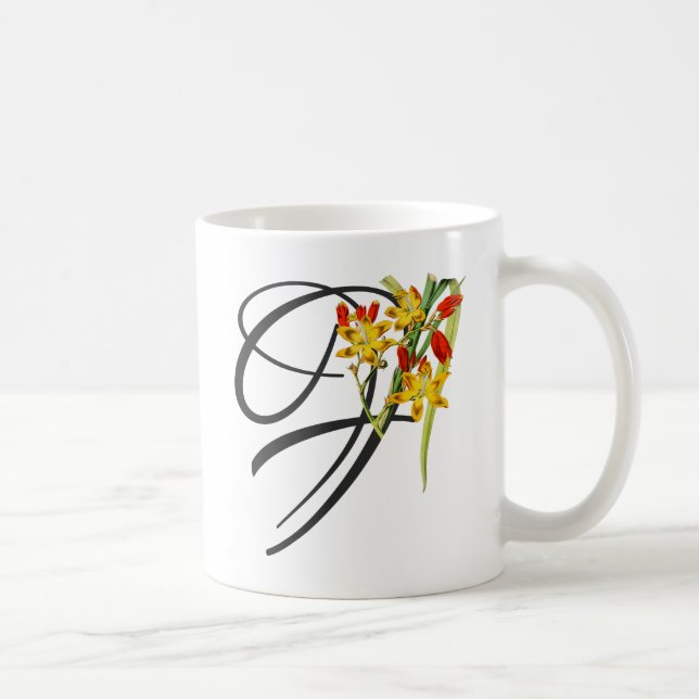 Initial F, Vintage Falling Stars Coffee Mug (Right)