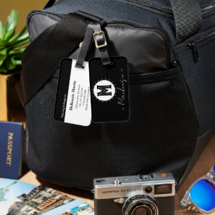 Initial Family Name Monogram Circle Luggage Tag