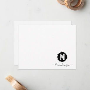 Initial Family Name Monogram Circle Note Card