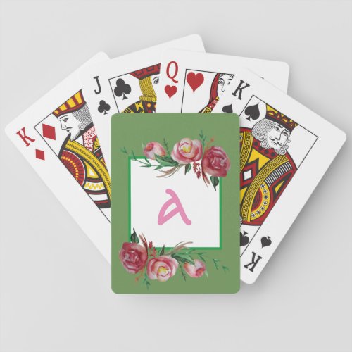 Initial Floral  Classic Playing Cards