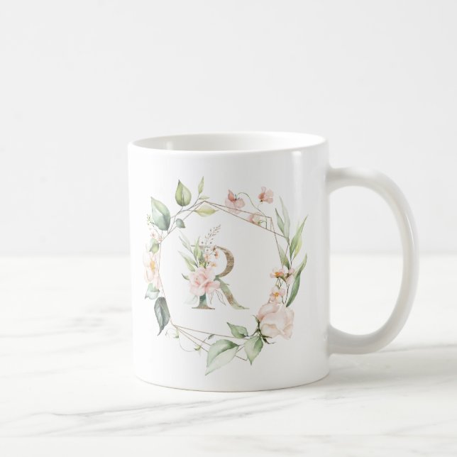 Initial floral letter E and floral frame Coffee Mug (Right)
